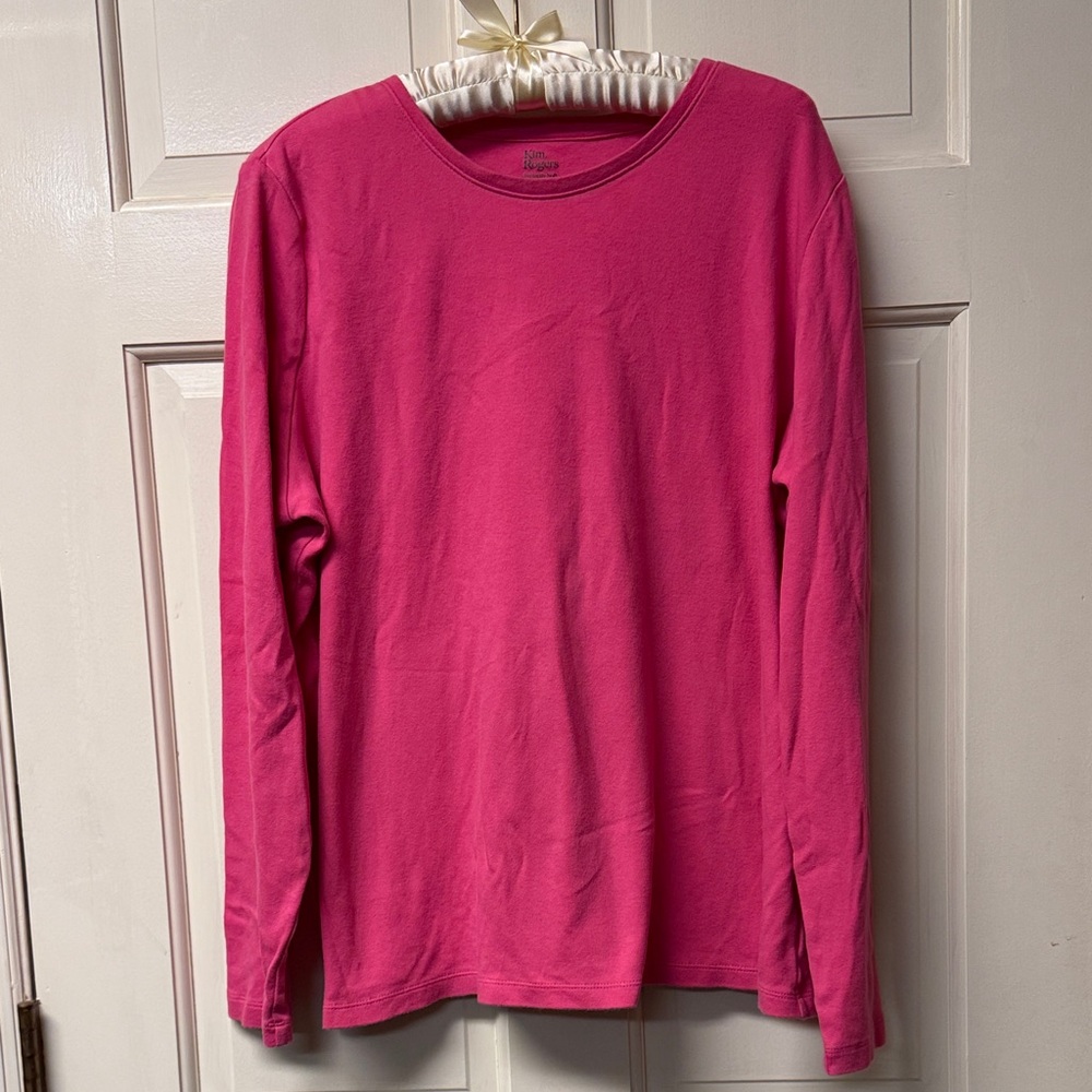 Kim Rogers perfectly Soft XL 100% Cotton long sleeve bright pink T-shirt